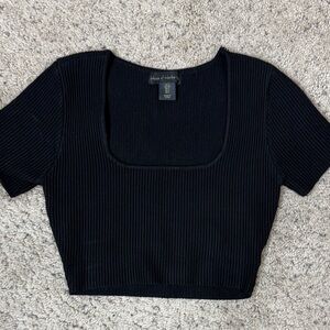 House of Harlow 1960 Black Ribbed Crop Top Sweater S